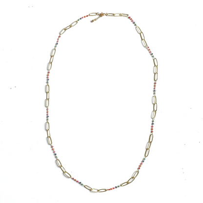 Long collier maillons avec émail