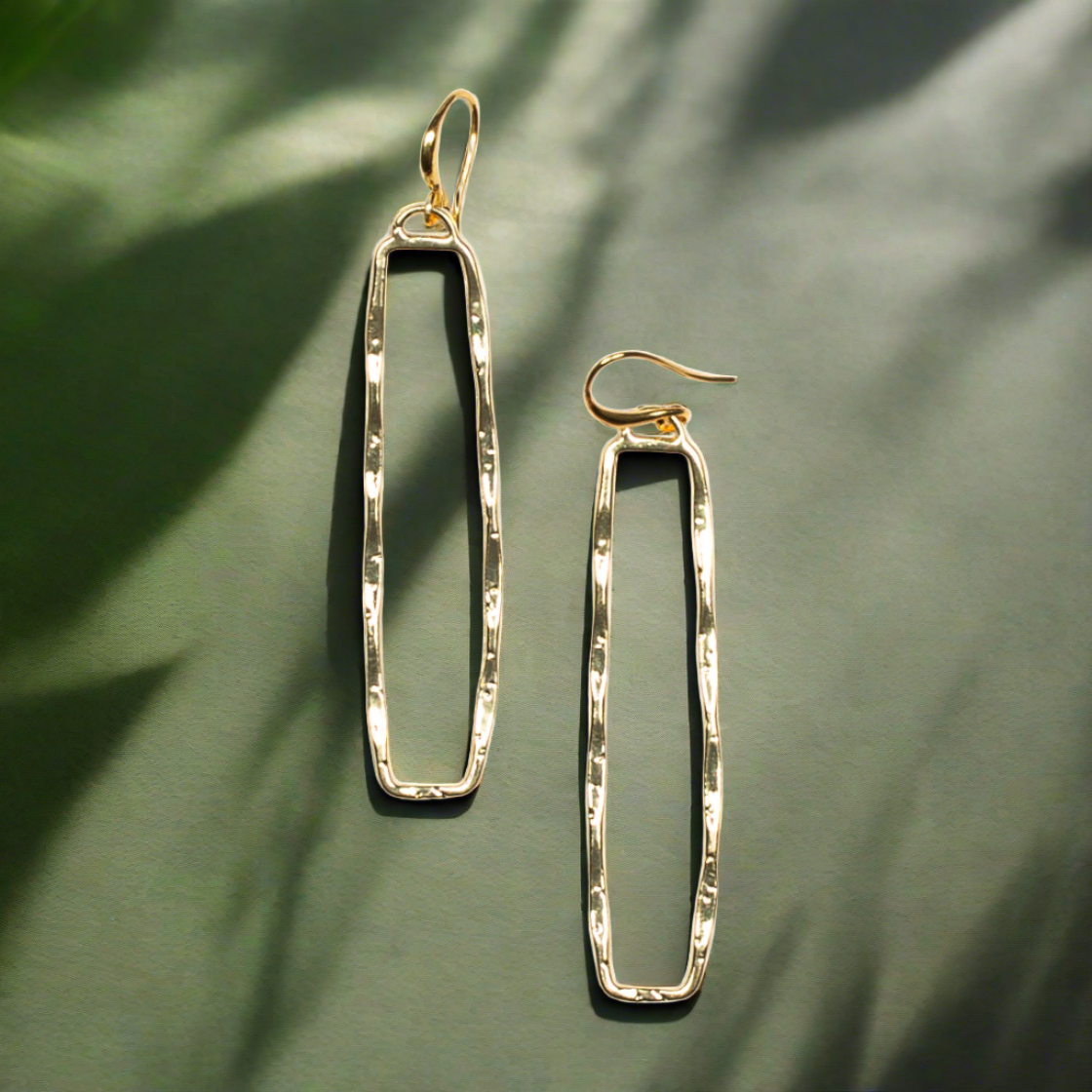 Boucles d'oreilles pendantes rectangulaires - Plaqué or