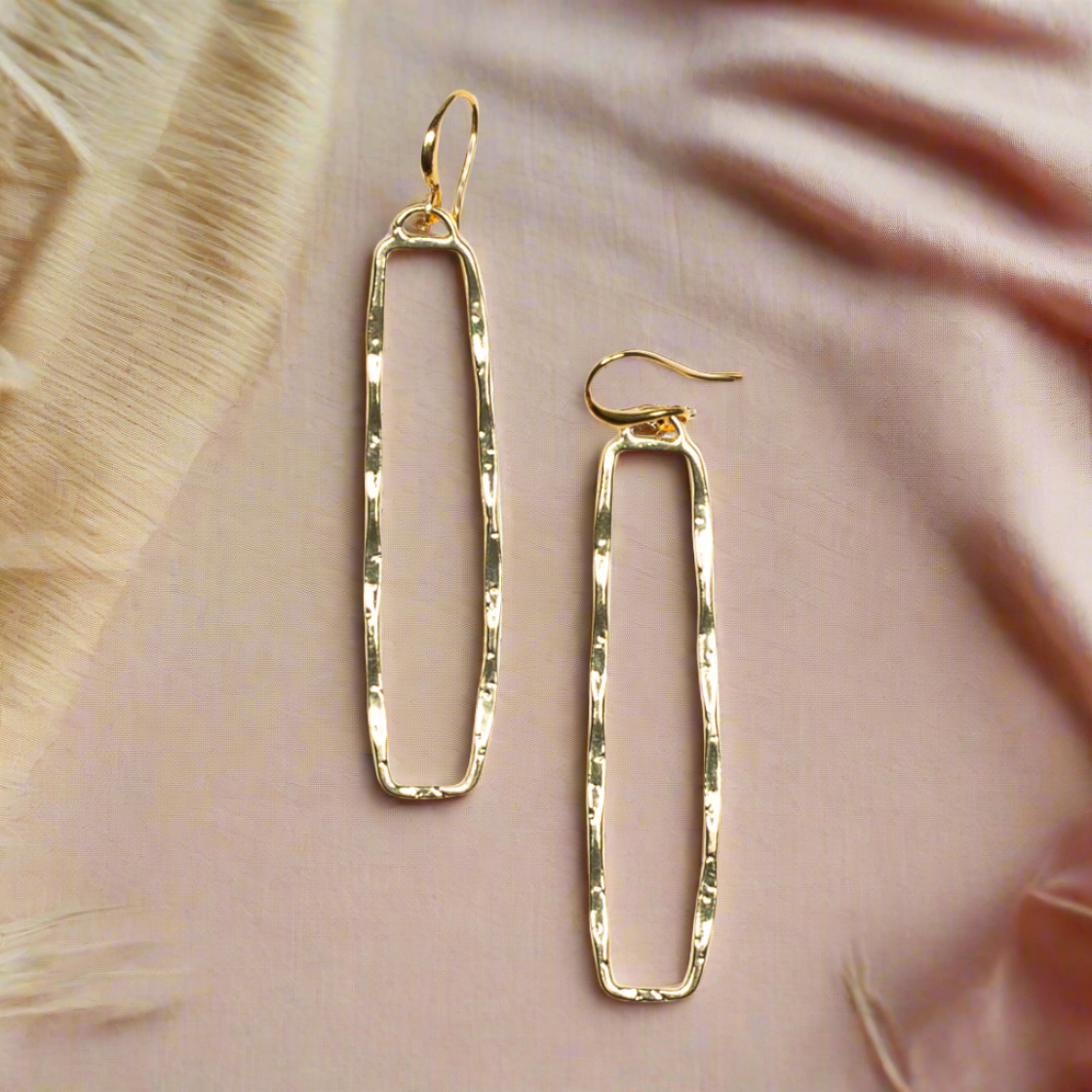 Boucles d'oreilles pendantes rectangulaires - Plaqué or