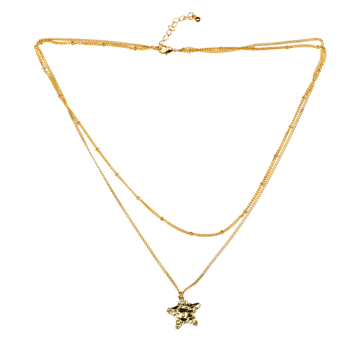 Collier étoile double rang - Plaqué or