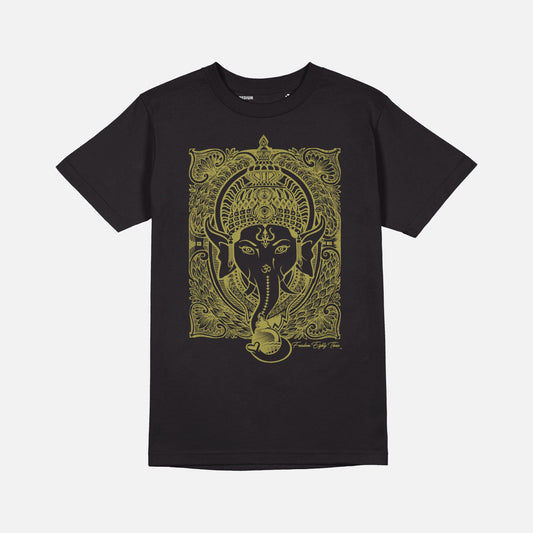 Ganesh T-shirt Black -  Metallic Gold
