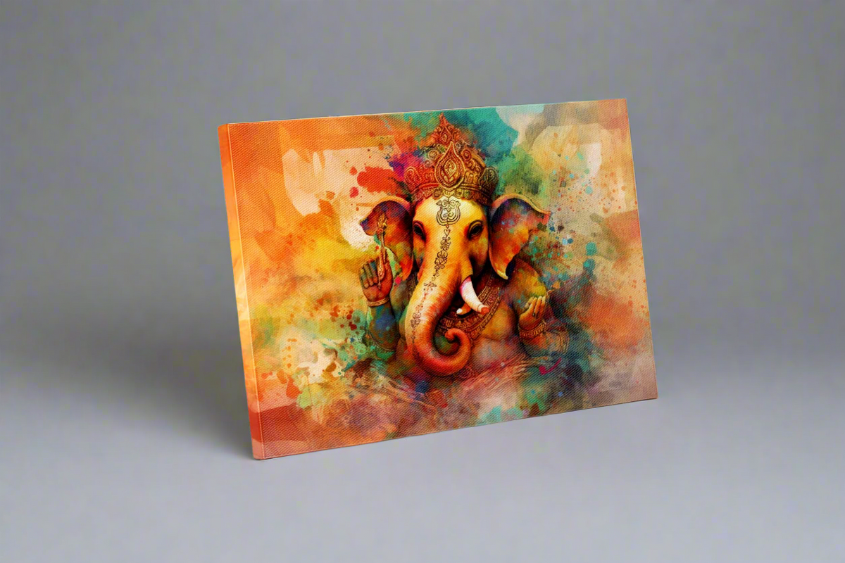 Art mural-Toile Ganesh-Art indien-Décoration murale spirituelle