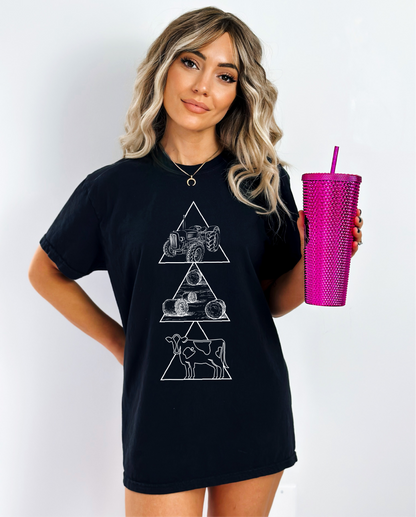 T-shirt unisexe imprimé « Geometric Farming » | Vêtements de la prairie | Vêtements de ferme