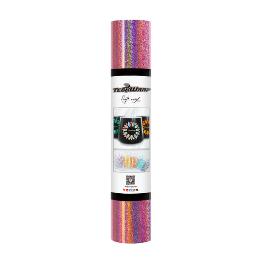 TeckWrap Holographic Sparkle Adhesive Vinyl - Glitter Mermaid Pink | Captivating Auroras for Your Crafts!