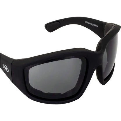 Global Vision Kickback Padded Motorcycle Sunglasses. Matte Black Soft-Touch Riding Glasses