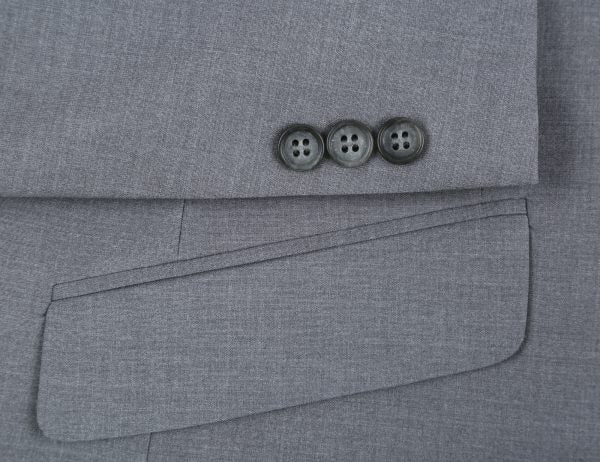 BUILD YOUR PACKAGE: Grey Stretch Trim Fit Suit (Package Includes 2 Pc Suit, Shirt, Necktie or Bow Tie, Matching Pocket Square, & Shoes)