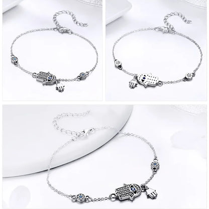 Sterling Silver Blue Evil Eye Charm Bracelet – Lobster Clasp