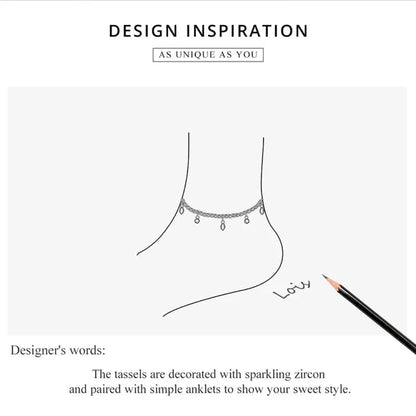 The Minimalist 925 Sterling Silver Tassel Anklet