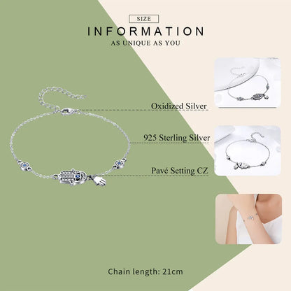 Sterling Silver Blue Evil Eye Charm Bracelet – Lobster Clasp