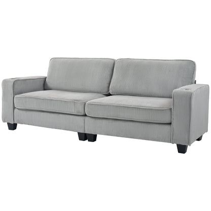Canapé rembourré Laura avec porte-gobelets - Gris clair