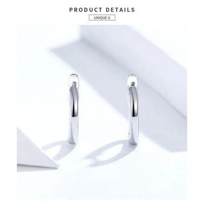 Genuine Sterling Silver Hoop Earrings - Elegant Rose Gold Color - Women's Fashion jewelry SCE808