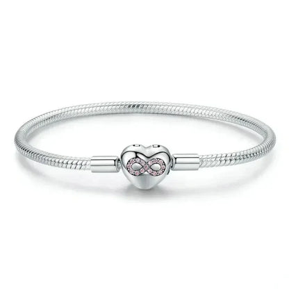 Bracelet Cœur Infini en Argent Sterling avec Zircon Cubique