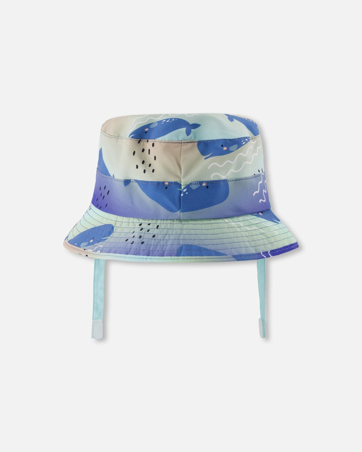 Chapeau de plage en polyester recyclé imprimé baleine bleue