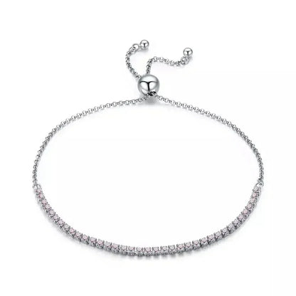 Sterling Silver CZ Tennis Bracelet – 14K Gold Plated Adjustable