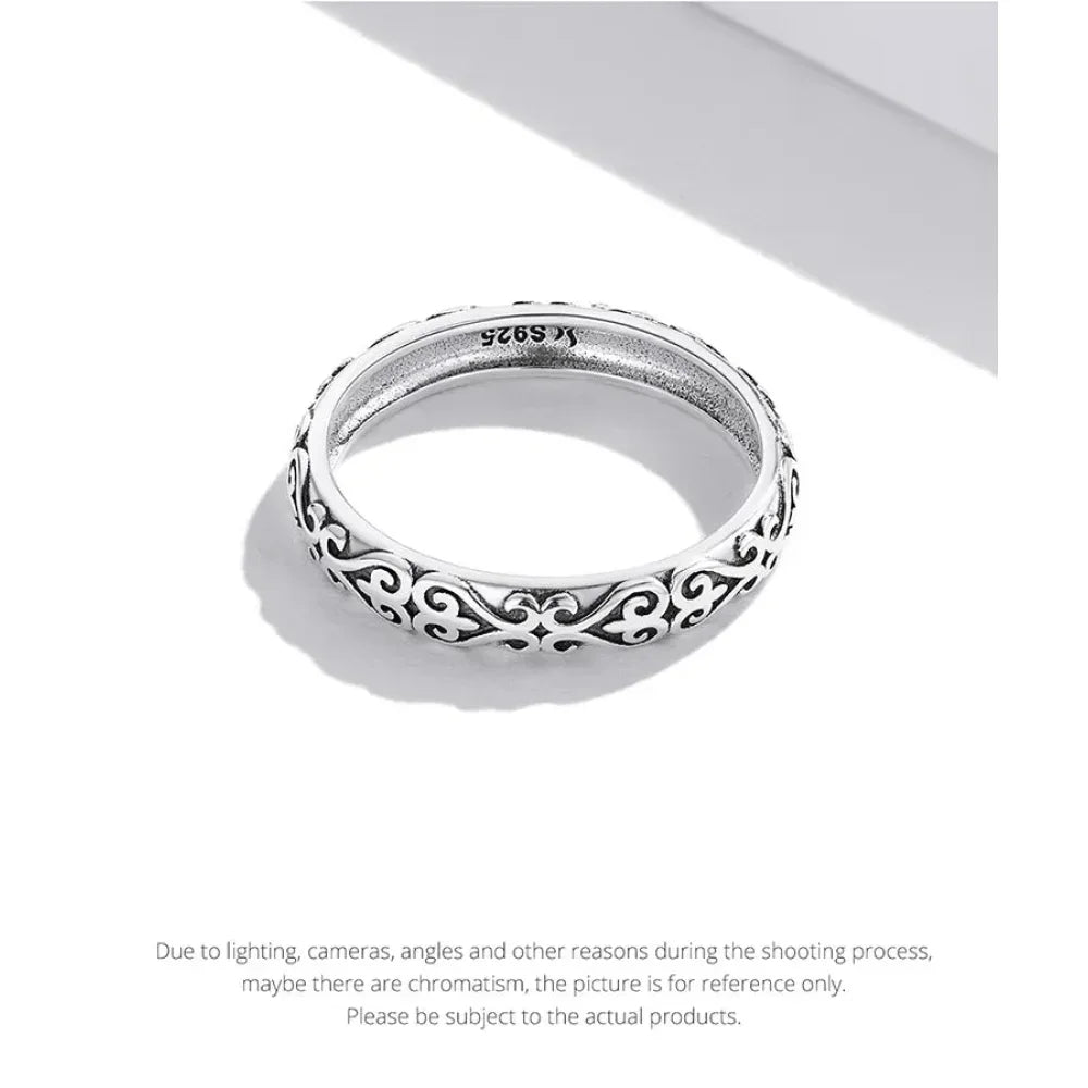 Bague fleurie gaufrée vintage en argent sterling 925