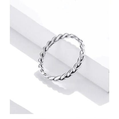 Bagues empilables en argent sterling 925 torsadées à texture tressée - Bijoux raffinés