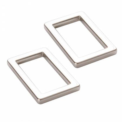 By Annie - Rectangle Ring Flat 1" Nickel Set of Two (2)
