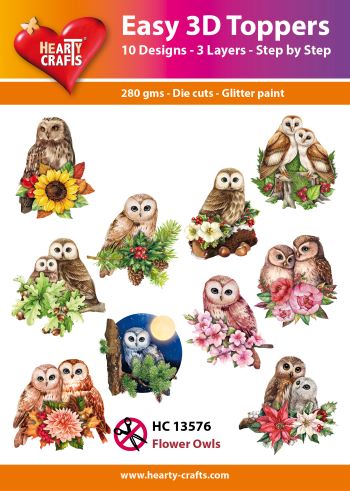 Toppers 3D faciles Hiboux fleuris de Hearty Crafts