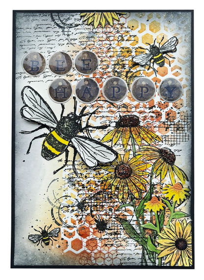 HE Tampon transparent Floral Bits Sweet Bee Memories 16 pièces