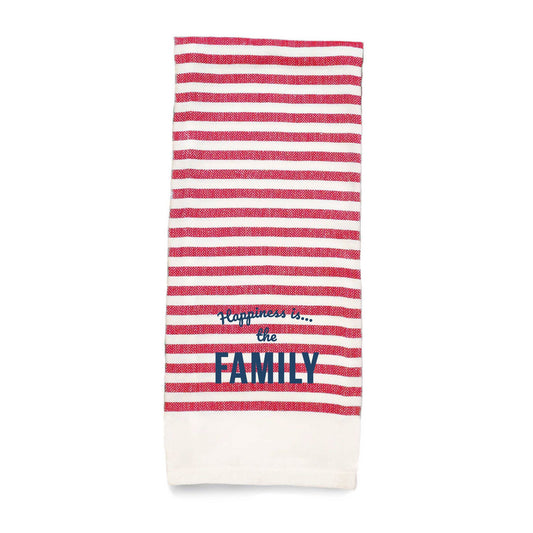 Tea Towel Family Striped, Red