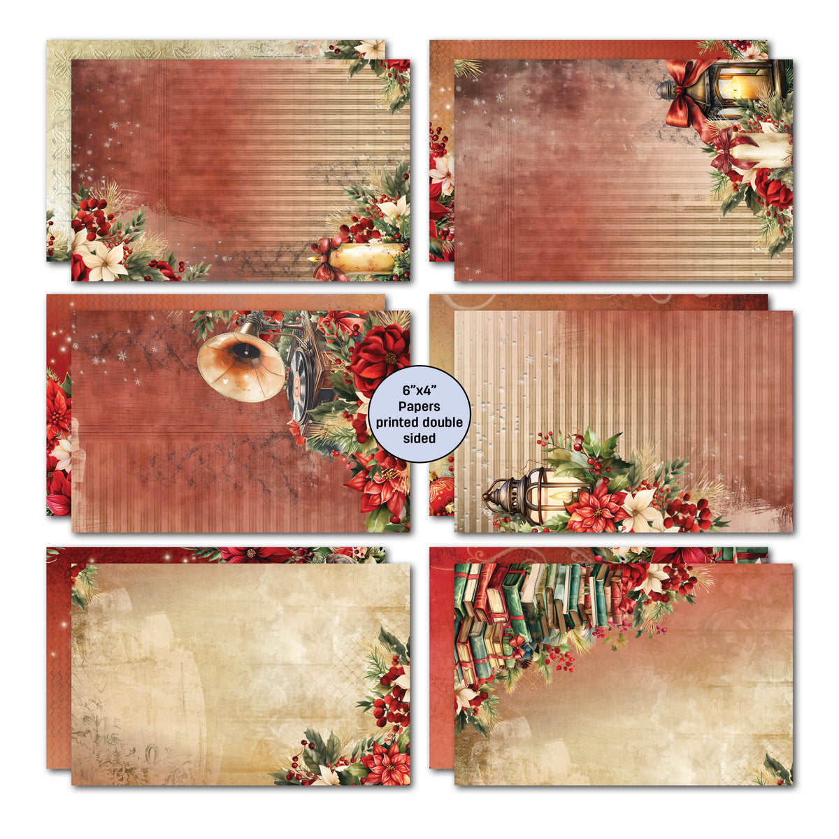 Lot de cartes 6x4 Holly Jolly 3Quarter Designs