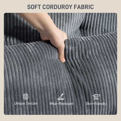 Andi Corduroy Chaise Lounger with 2 Cup Holders-Dark Grey