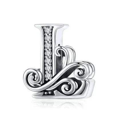Vintage Openwork 925 Sterling Silver Initial Charm