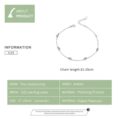 The Minimalist 925 Sterling Silver Bead Anklet