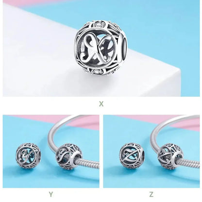 925 Sterling Silver Initial Charm Bead
