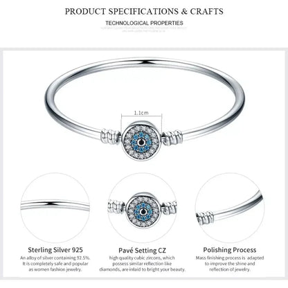 Sterling Silver Snake Chain Bangle Bracelet with CZ Pavé