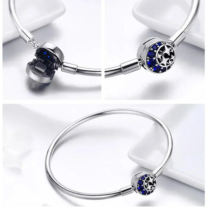 Sterling Silver Snake Chain Bangle Bracelet with CZ Pavé