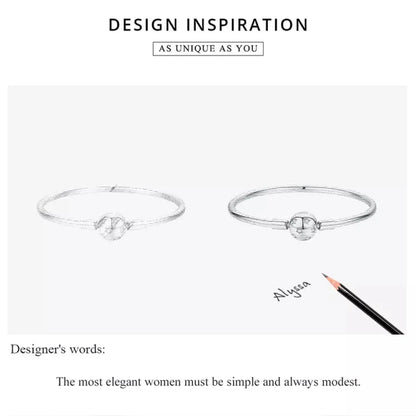 Sterling Silver Snake Chain Bangle Bracelet with CZ Pavé