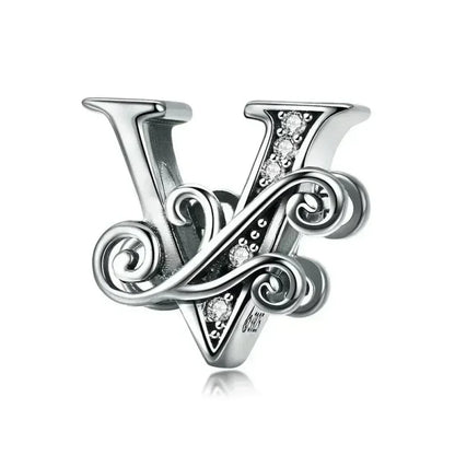 Vintage Openwork 925 Sterling Silver Initial Charm