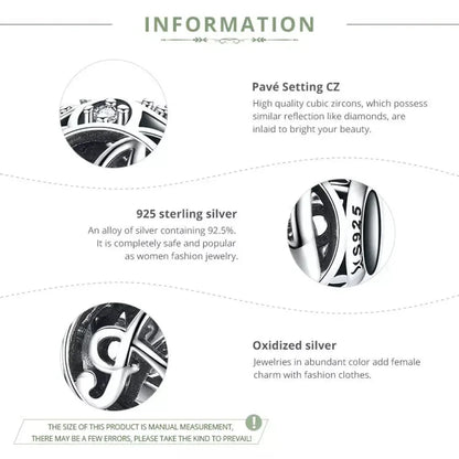 925 Sterling Silver Initial Charm Bead