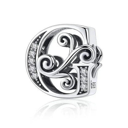 Vintage Openwork 925 Sterling Silver Initial Charm