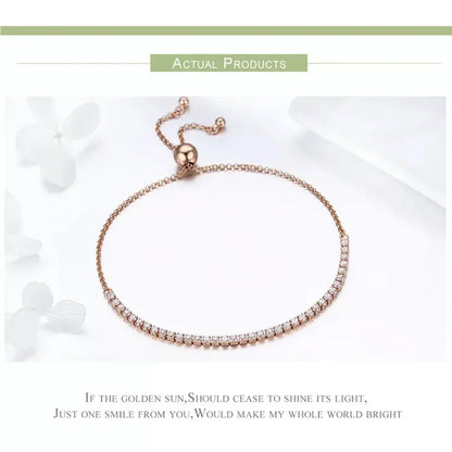 Sterling Silver CZ Tennis Bracelet – 14K Gold Plated Adjustable