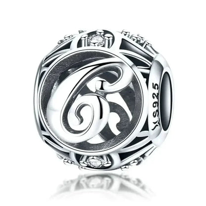 925 Sterling Silver Initial Charm Bead