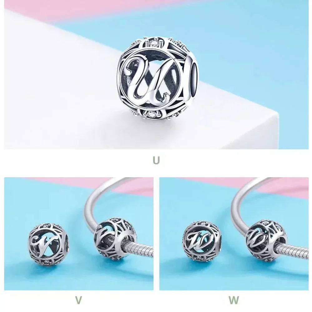 925 Sterling Silver Initial Charm Bead