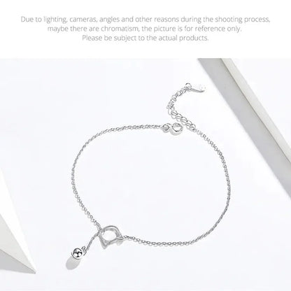 The Whimsical Cat & Bell 925 Sterling Silver Anklet