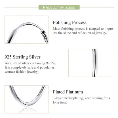 Stylish 925 Sterling Silver Large Hoop Earrings for Women - Trendy Circle Endless Huggie Big Hoops (30/40mm)