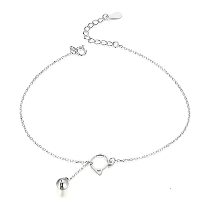 The Whimsical Cat & Bell 925 Sterling Silver Anklet