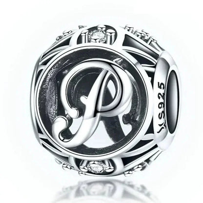 925 Sterling Silver Initial Charm Bead
