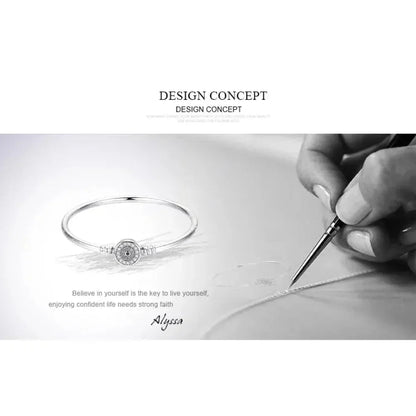 Sterling Silver Snake Chain Bangle Bracelet with CZ Pavé