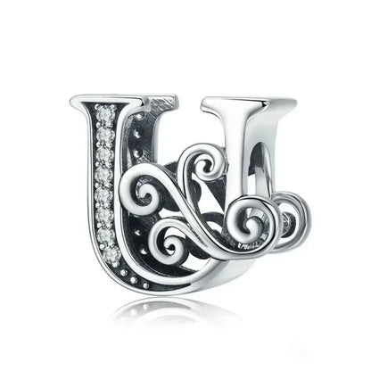 Vintage Openwork 925 Sterling Silver Initial Charm