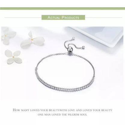 Sterling Silver CZ Tennis Bracelet – 14K Gold Plated Adjustable