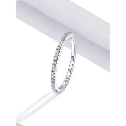 925 Sterling Silver Cz Simulated Diamond Stackable Ring Platinum Plated Eternity Bands For Women