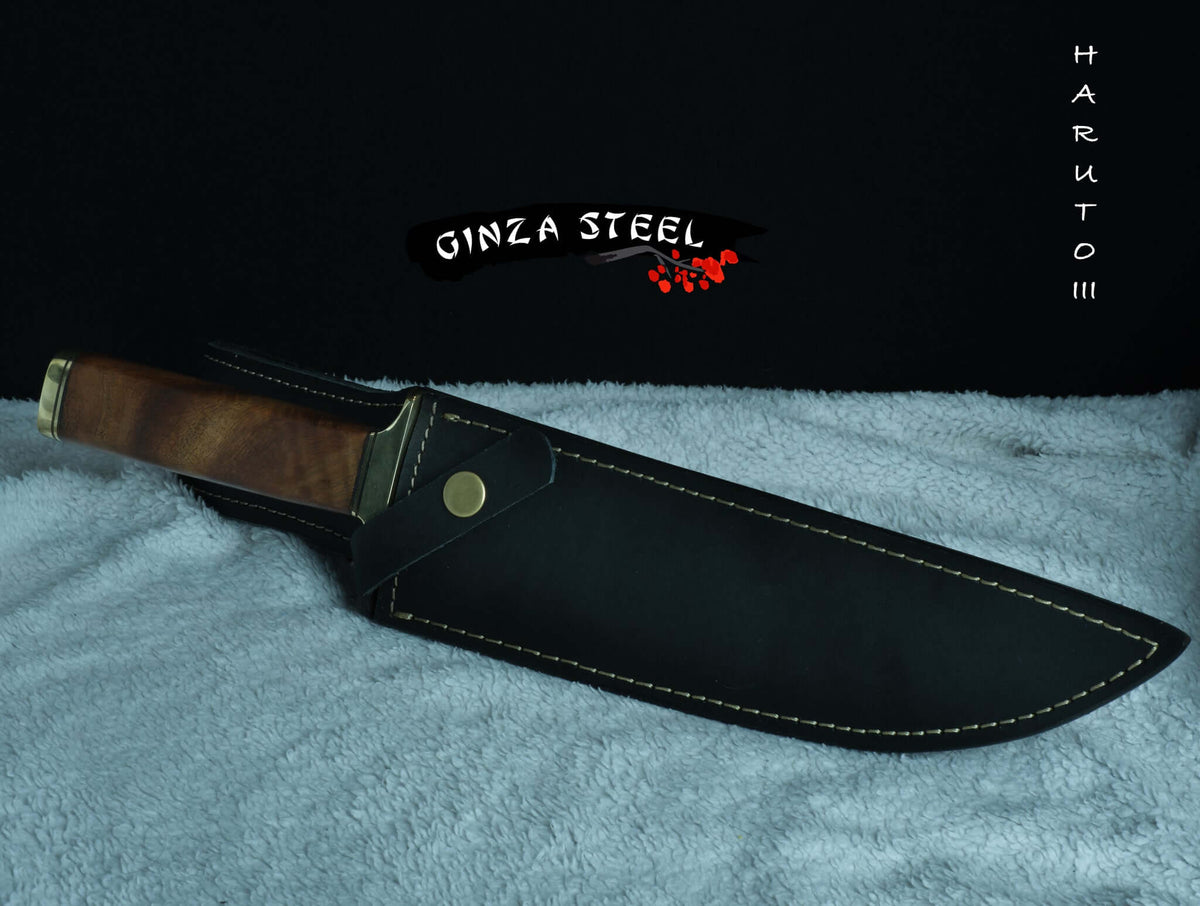 Ginza Steel Haruto-III Bowie Knife - 9" Blade with Leather Sheath