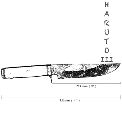 Ginza Steel Haruto-III Bowie Knife - 9" Blade with Leather Sheath