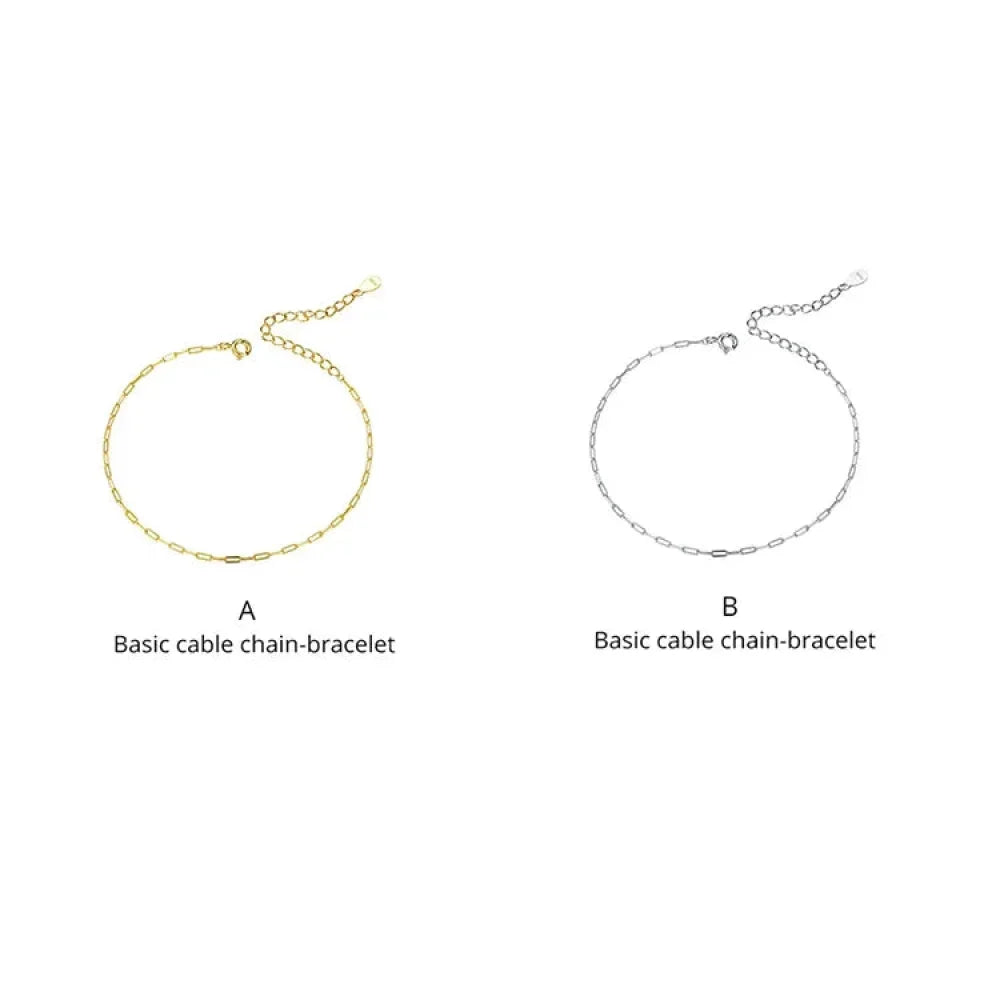 925 Sterling Silver Gold Cable Chain Bracelet