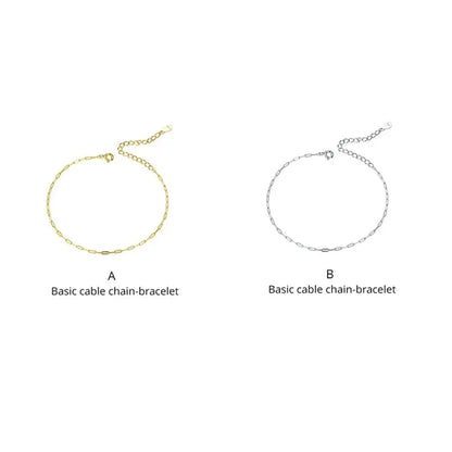 925 Sterling Silver Gold Cable Chain Bracelet